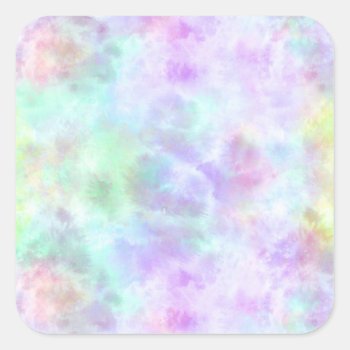 Pastel Rainbow Tie-dye Watercolor Painting Square Sticker by InovArtS at Zazzle