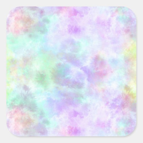 Pastel Rainbow Tie_Dye Watercolor Painting Square Sticker