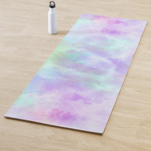 Pastel Rainbow Tie-Dye Watercolor Painting Yoga Mat