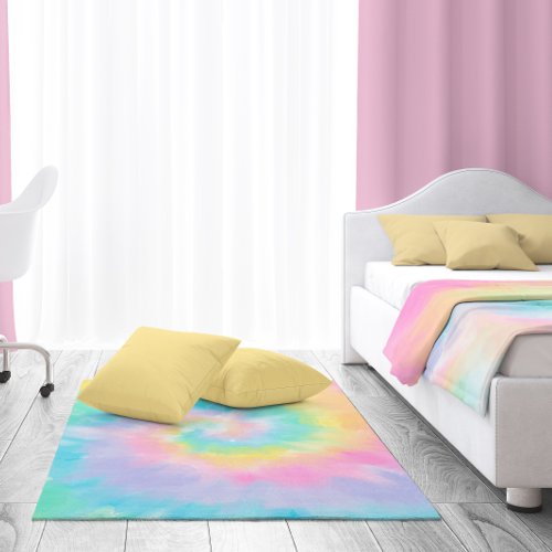 Pastel Rainbow Tie Dye Watercolor  Rug