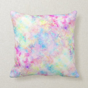 Pastel Rainbow Tie Dye Watercolor Throw Pillow