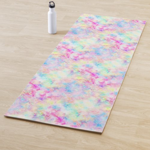 Pastel Rainbow Tie Dye Watercolor Yoga Mat