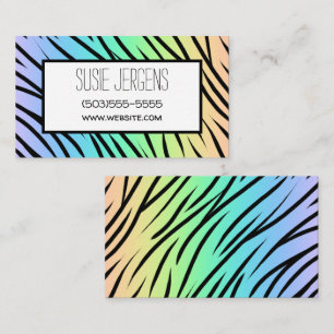 Pastel Rainbow Tiger Print Customizable Business Card