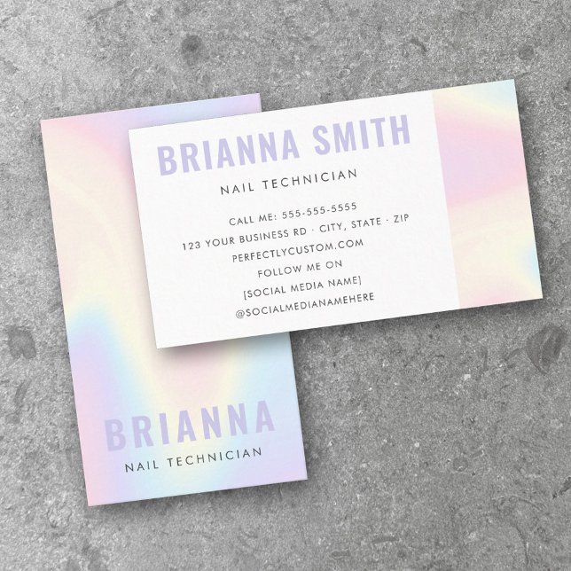 Pastel rainbow trendy modern minimal business card (Creator Uploaded)