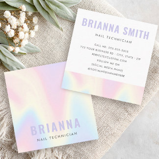 Pastel rainbow trendy modern minimal square business card