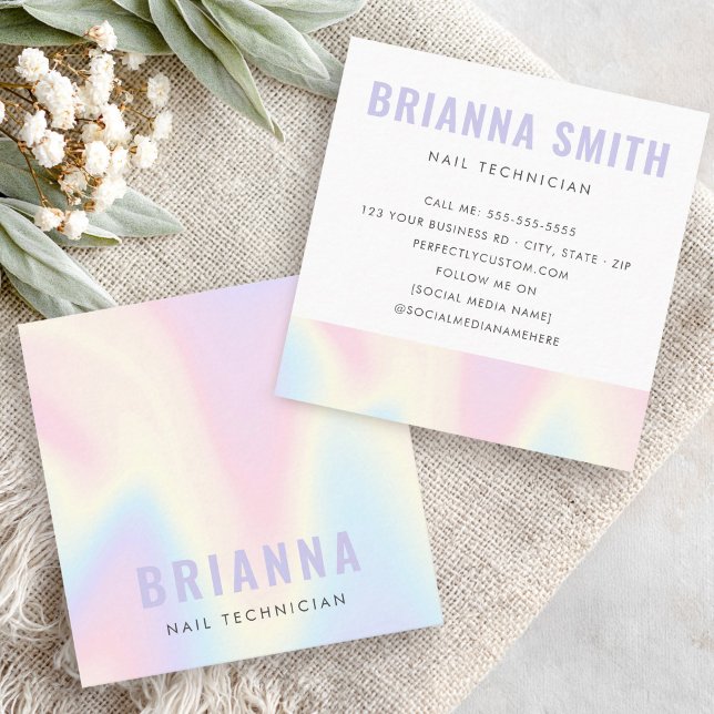 Pastel rainbow trendy modern minimal square business card (Pastel rainbow trendy modern minimal square business card)