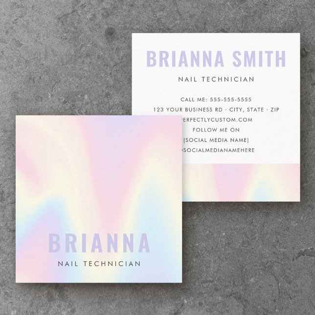Pastel rainbow trendy modern minimal square business card (Creator Uploaded)