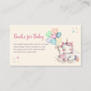 Pastel Rainbow Unicorn Baby Shower Books For Baby Enclosure Card