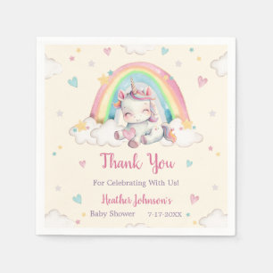 Pastel Rainbow Unicorn Baby Shower Napkins