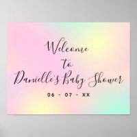 Pastel rainbow unicorn baby shower welcome poster