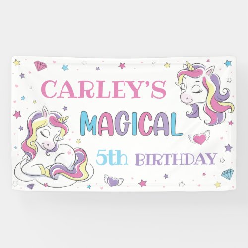 Pastel Rainbow Unicorn Birthday Party Any Age Banner