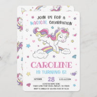 Pastel Rainbow Unicorn Birthday Party, Any Age Invitation