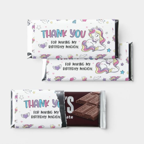 Pastel Rainbow Unicorn Birthday Party Thank You Hershey Bar Favors