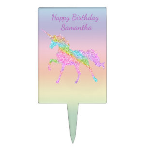 Pastel Rainbow Unicorn Cake Pick Topper