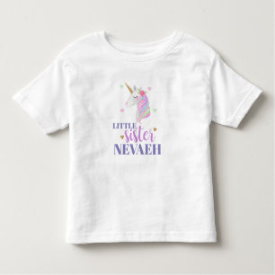 Pastel Rainbow Unicorn & Hearts Little Sister Todd Toddler T-shirt