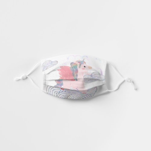 Pastel Rainbow Unicorn in the Clouds Kids Mask