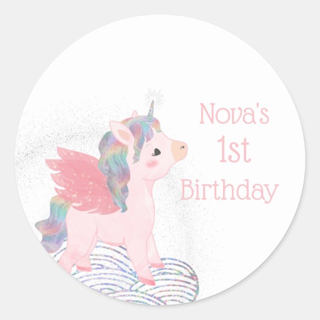 Pastel Rainbow Unicorn Stickers (Front)
