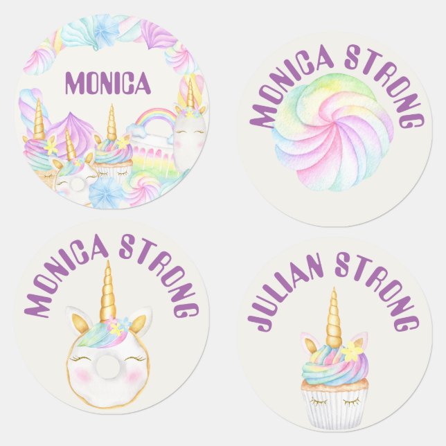 Pastel rainbow unicorn sweets clothing label (Group)