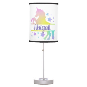 Pastel Rainbow Unicorn with your Name  Table Lamp