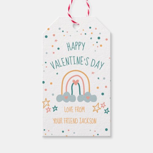 Pastel Rainbow Valentines Day Modern Stars Hearts Gift Tags