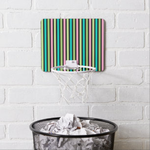 Pastel Rainbow Vertical Lines Geometric Pink Green Mini Basketball Hoop