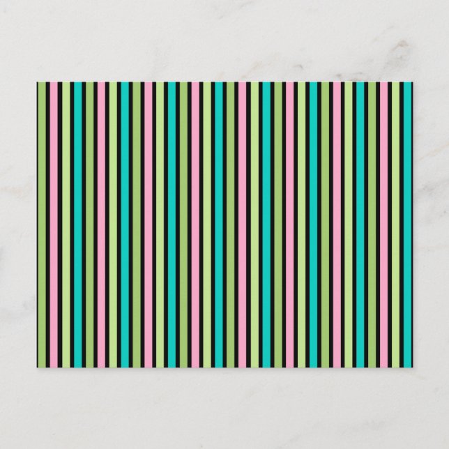 Pastel Rainbow Vertical Lines Geometric Pink Green Postcard (Front)