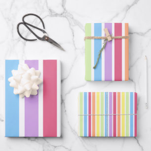 Pastel Rainbow Vertical Stripes Lines Wrapping Paper Sheets