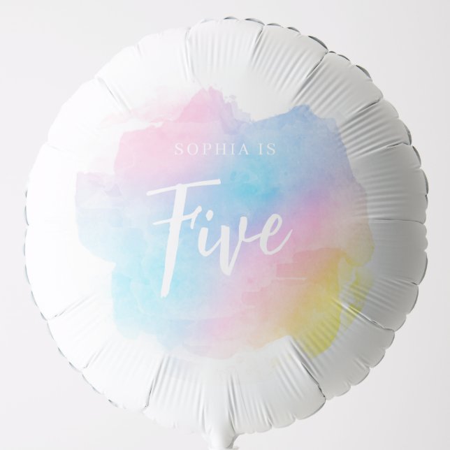 Pastel Rainbow Watercolor Birthday Balloon (Front)