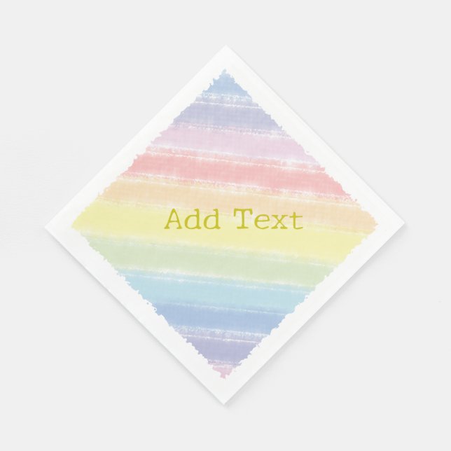 Pastel Rainbow Watercolor Custom Text Baby Shower Napkins (Corner)