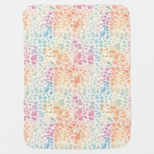 Pastel Rainbow Watercolor Leopard Print Baby Blanket