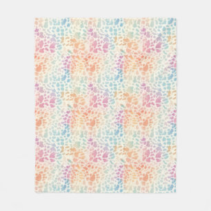 Pastel Rainbow Watercolor Leopard Print Fleece Blanket