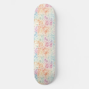 Pastel Rainbow Watercolor Leopard Print Skateboard