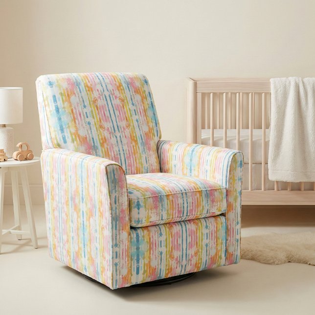 Pastel Rainbow Watercolor Paint Splatter Stripes Fabric (Creator Uploaded)