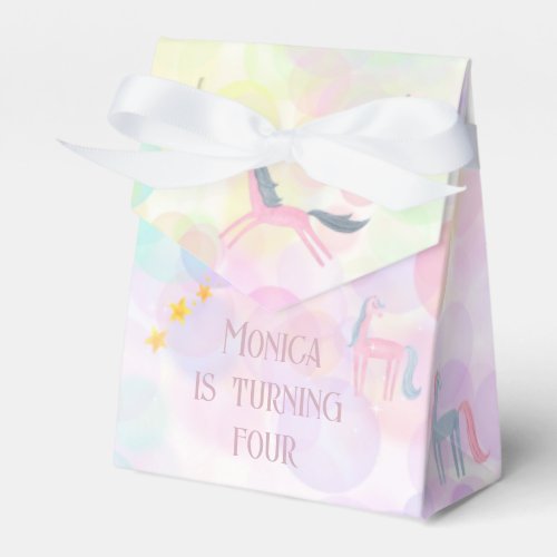 Pastel rainbow watercolor unicorn kids birthday favor boxes