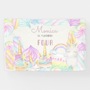 Pastel rainbow watercolor unicorn sweet birthday banner