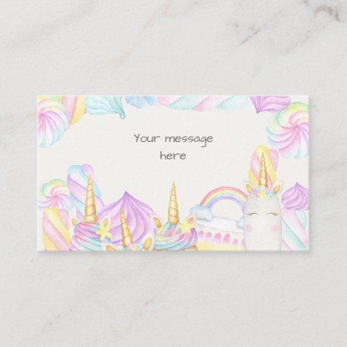 Pastel rainbow watercolor unicorn sweet birthday enclosure card