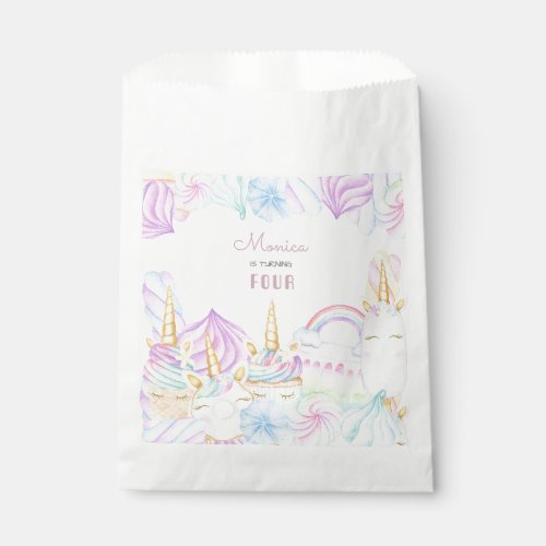 Pastel rainbow watercolor unicorn sweet birthday favor bag