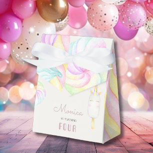 Pastel rainbow watercolor unicorn sweet birthday favor boxes