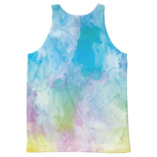 Pastel Rainbow Watercolor Unisex Tank Top (Back)