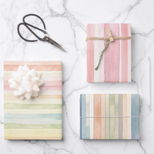 Pastel Rainbow Watercolor Wrapping Paper Sheets