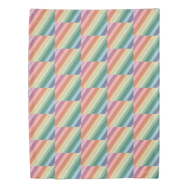 Pastel rainbow wave pattern Kingsize Duvet Cover (Front)