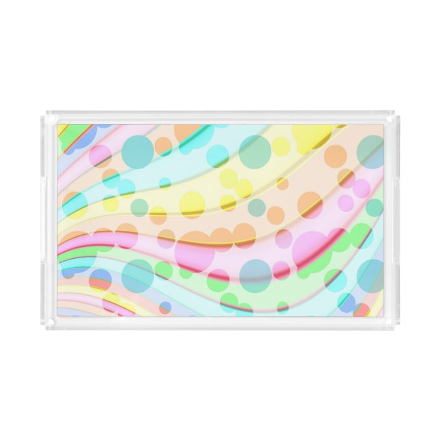 Pastel Rainbow Waves and Bubbles Acrylic Tray (Front)