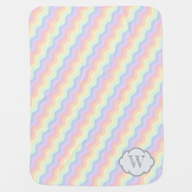 Pastel Rainbow Waves Baby Blanket (Front)