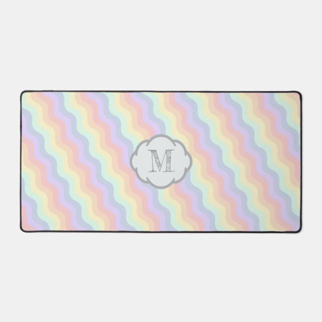 Pastel Rainbow Waves Desk Mat (Front)