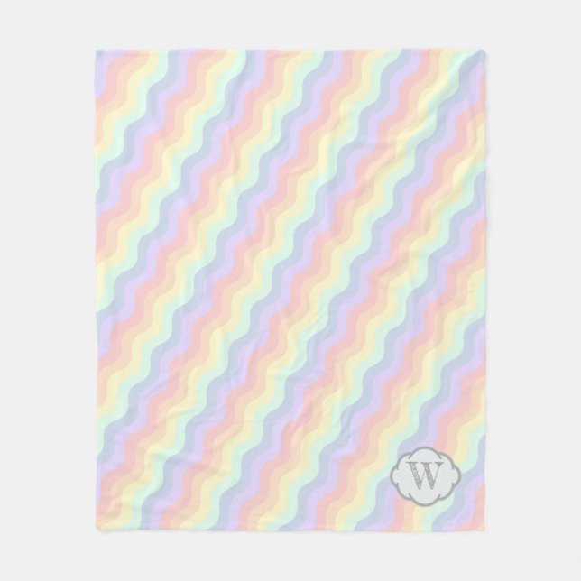 Pastel Rainbow Waves Fleece Blanket (Front)