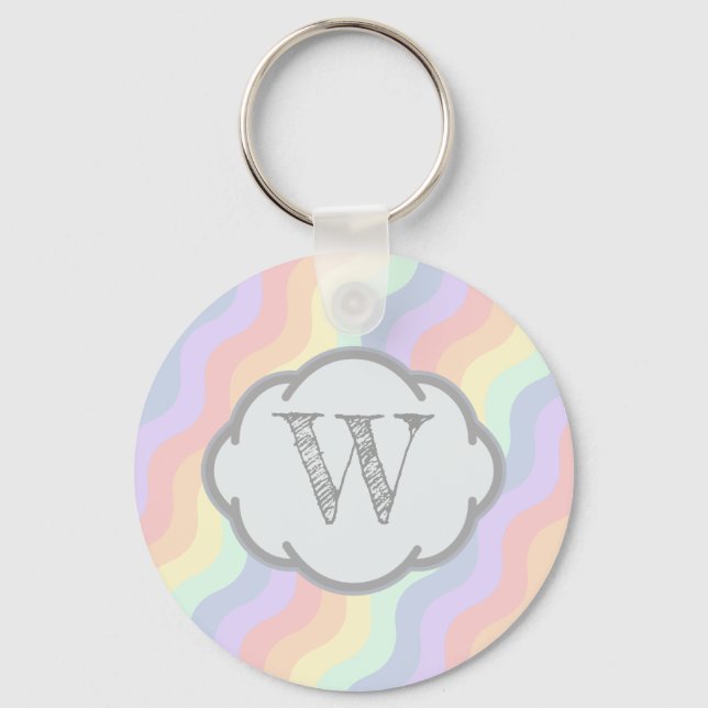 Pastel Rainbow Waves Keychain (Front)