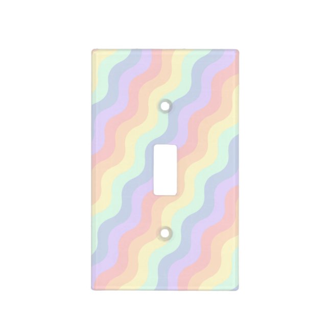 Pastel Rainbow Waves Light Switch Cover (Front)