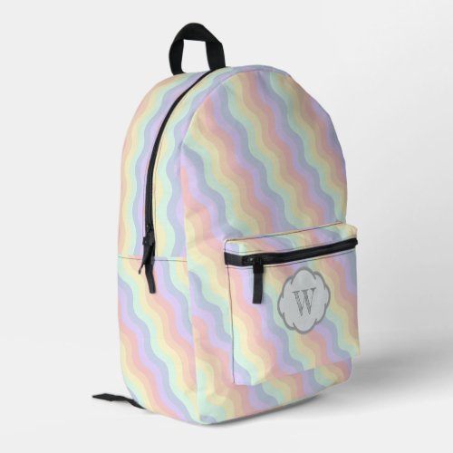 Pastel Rainbow Waves Printed Backpack