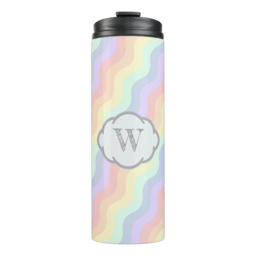 Pastel Rainbow Waves Thermal Tumbler