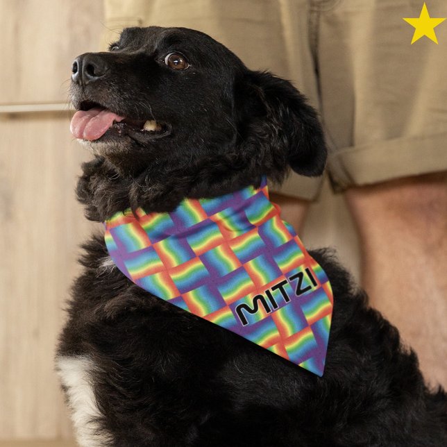 Pastel Rainbow Weave Custom Name Pet Bandana (Creator Uploaded)
